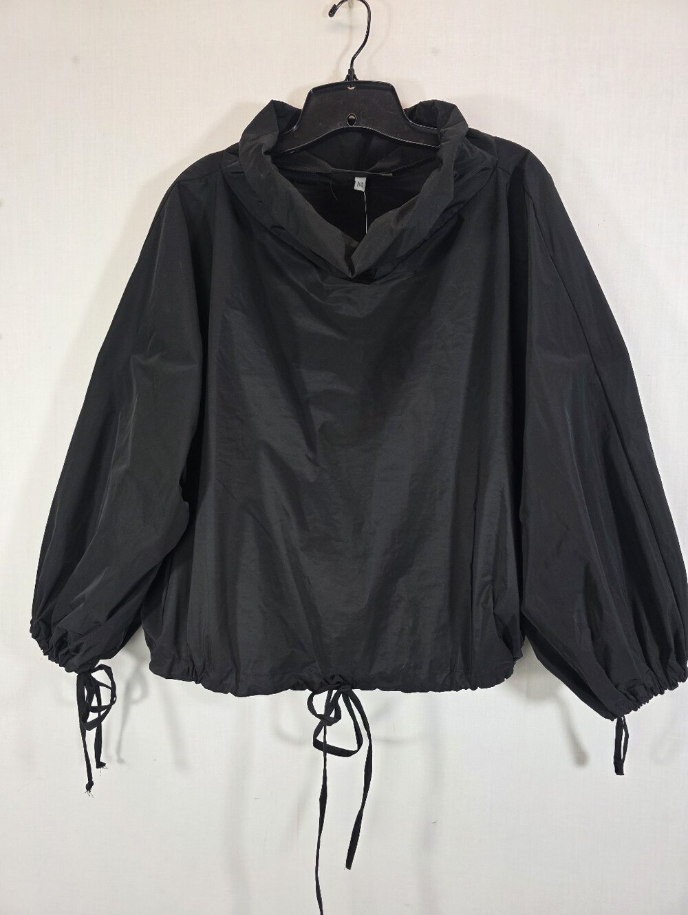Bryn Walker Black Cowl Neck Drawstring Hem Top Blouse M